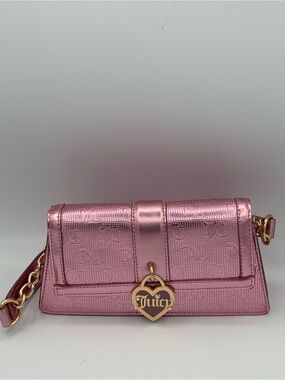 Juicy Couture “Simply Perfect “Metallic Pink Shoulder Bag with Heart Charm-New